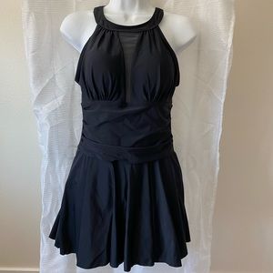 NWOT Sexy Black Swim Dress with Mesh Inserts sz Medium